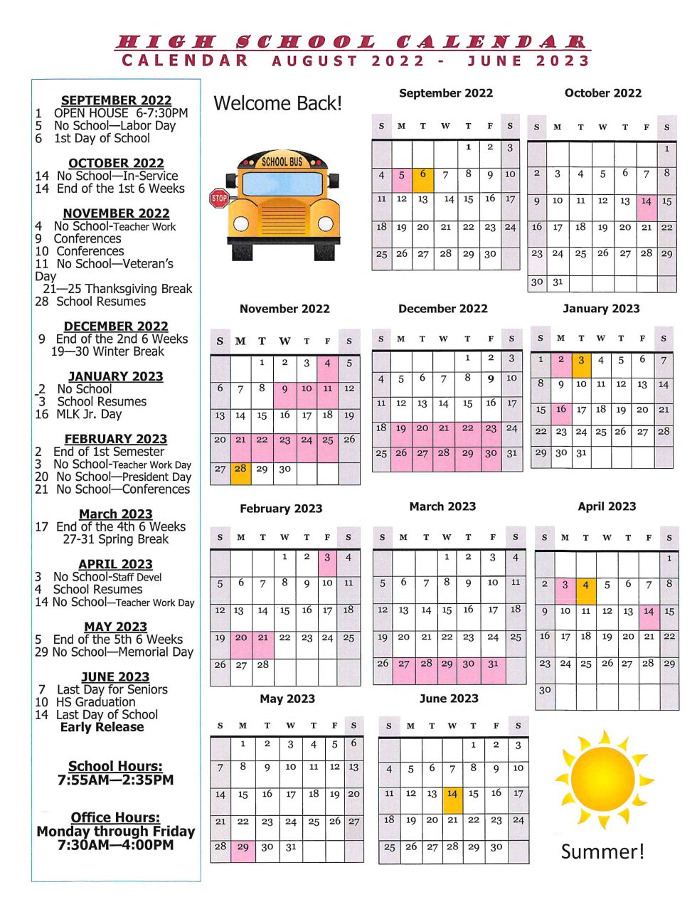 CHS Calendar Culver School District 4